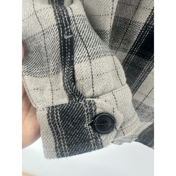 Lucky Brand Shirt Jacket Womens Size L Black Plaid Shacket Button Up X1030 - Picture 10 of 12